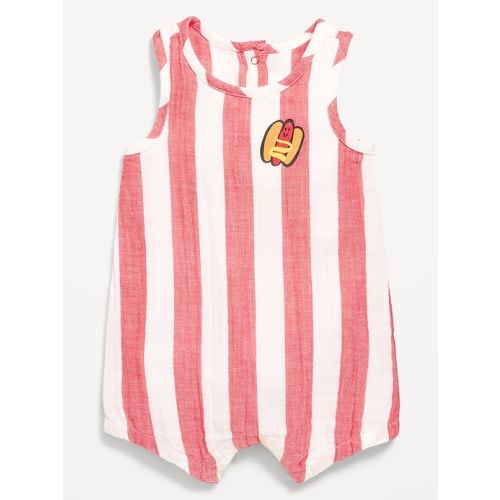 Printed Sleeveless Double-Weave One-Piece Romper for Baby