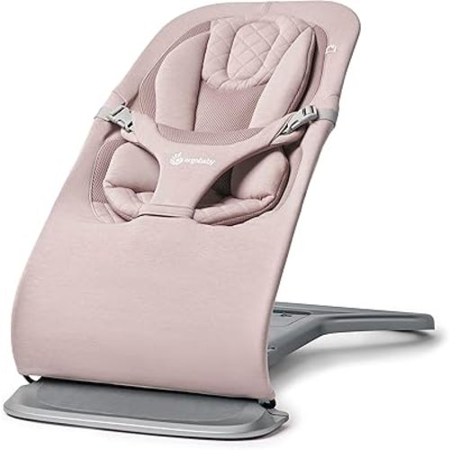 Ergobaby Evolve 3-in-1 Bouncer, Adjustable Multi Position Baby Bouncer Seat, Fits Newborn to Toddler, Blush Pink