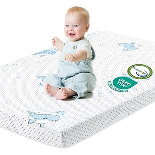 Pack and Play Mattress, 38"x26" High Density Soft & Firm Memory Foam Pack N Play Mattresses, Baby Mattress for Pack and Play for Pack N Play with Non-Slip Bottom Washable Cover