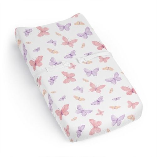 Sweet Jojo Designs Girl Changing Pad Sheet Butterfly Pink and Purple