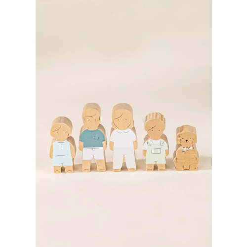 Set of 5 Family Wooden Doll House Characters