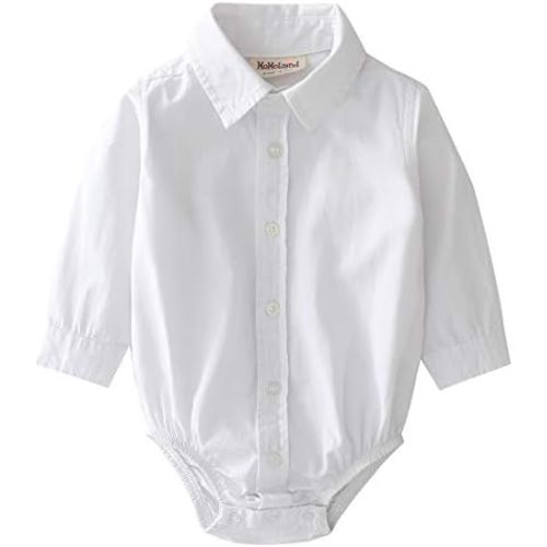MOMOLAND Infant Baby Boys Woven Button Up Bodysuit Shirt
