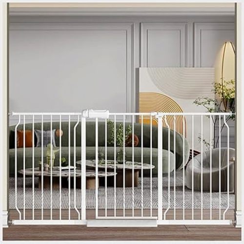 Fairy Baby Extra Wide Baby Gates 57.5-62 Inch, Auto Close Child Safety Gates for Stairs Banister Doorways Hallway Stairway,Indoor Safety Child Gates for Kids or Pets