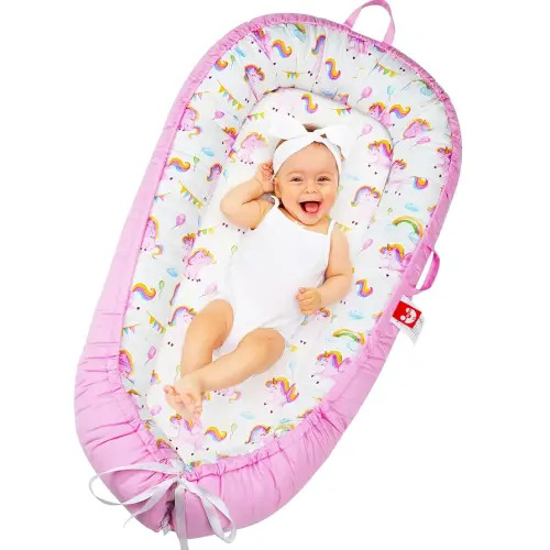 Baby Lounger for Newborn- Baby Nest Cover Co Sleeping for Baby 0-24 Months, Breathable Portable Infant Nest - Adjustable Cotton Soft Baby Floor Seat for Travel, Newborn Essentials Gifts