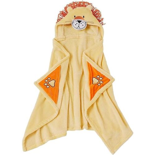 Lion Hooded Bath Towel – Soft & Cozy 50” x 25” Plush Towel for Baby, Newborn, Toddler & Infant, Machine Washable, Golden Yellow