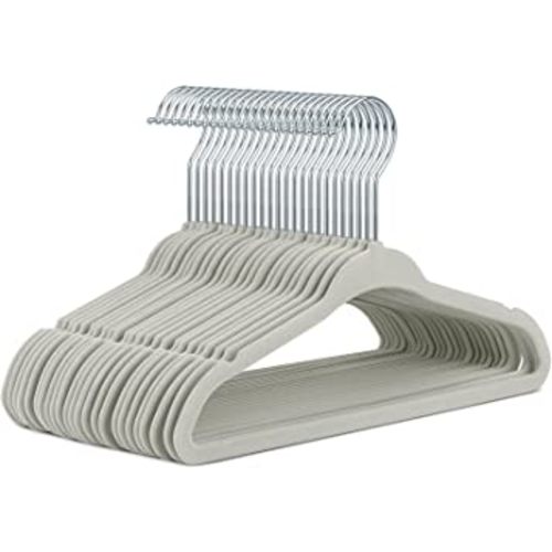 Velvet Grey Baby Hangers 30 Pack, Ultra Thin Baby Hangers for Closet, Non Slip Space Saving Hangers for Children Skirt Dress Pants, Heavy Duty Infant Kids Hangers