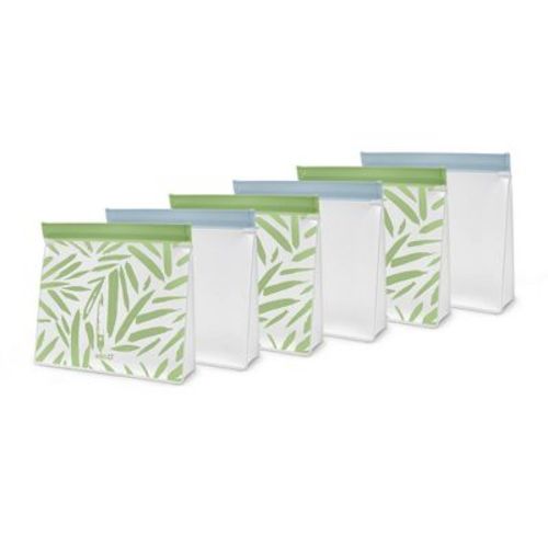 Ello 6pk Standing sandwich Reusable Food Storage Bags Green