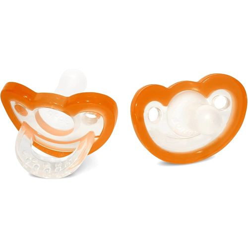 RaZbaby Jollypop Pacifier for Newborns & Up, USA Made, Natural Shaped Orthodontic Binky, Lovingly Shared in NICUs & Hospitals Worldwide, Medical-Grade 100% BPA-Free - 0-3 Months, 2 Pack - Orange