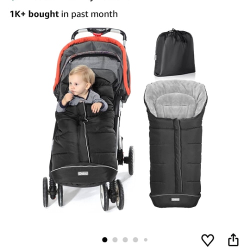 Orzbow Warm Bunting Bag Universal, Stroller Sleeping Bag Cold Weather, Waterproof Toddler Footmuff (Black, Large)