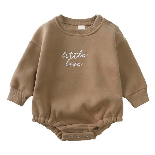 OSOLU Toddler Girls Long Sleeve Pullover Letter Printing Sweatshirt Bodysuits Romper Baby Cozy Dailywear, 3-6 Months