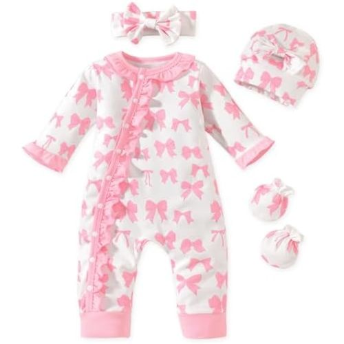 Aalizzwell Baby Girls Romper Outfit Fall Winter Clothes with Accessories