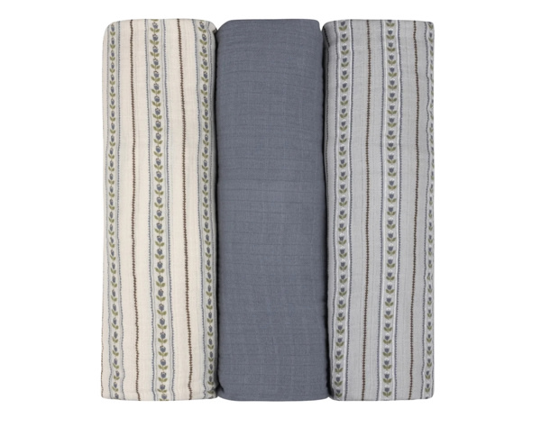 Baby Boy Muslin Swaddle Blanket 3-Pack | Jersey Cotton | Linear Tulip | Ely's & Co – Ely's & Co.