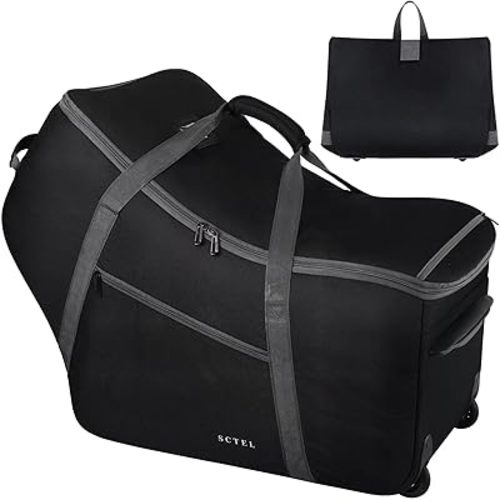 Car Seat Travel Bag with Wheels Fits All Nuna Pipa car seat and Base, Chicco Keyfit 35 and Anti-rebound Bar Base, Doona travel bag, Padded Infant Gate Check Bag with side pocket, Bumper Feet