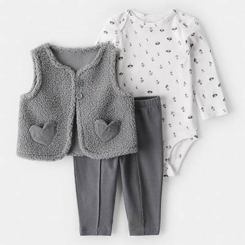 Baby Girl Carter's 3-pc. Fleece Vest, Long Sleeve Bodysuit & Leggings Set