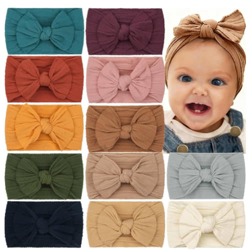 CÉLLOT Super Stretchy Soft Knot Headbands with Hair Bows Head Wrap Hair Accessories For Newborn Baby Girls Infant Toddlers Kids