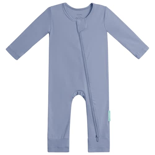 PurComfy Baby Long Sleeve Romper Jumpsuit, Premium Soft Rayon One Piece Pajamas Boy Girl 2-Way Zipper Coverall Sleeper
