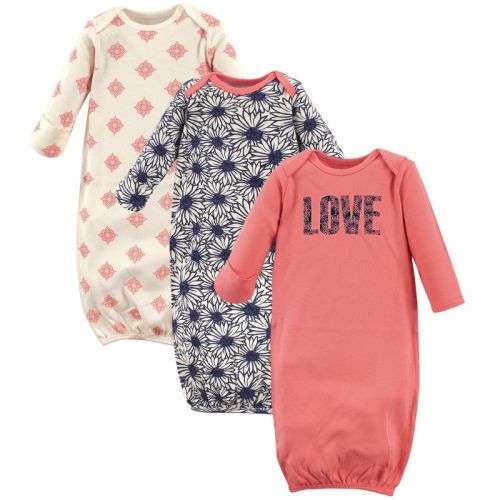 Touched By Nature Baby Girl Organic Cotton Long-sleeve Gowns 3pk, Daisy