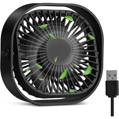 RJVW 4 Inch Small USB Desk Fan, 3-Speed Portable & 360°Rotatable Mini Cooling Fan, USB-Powered Desktop Fan for Home Office Bedroom Dorm Indoor Outdoor Summer Gift