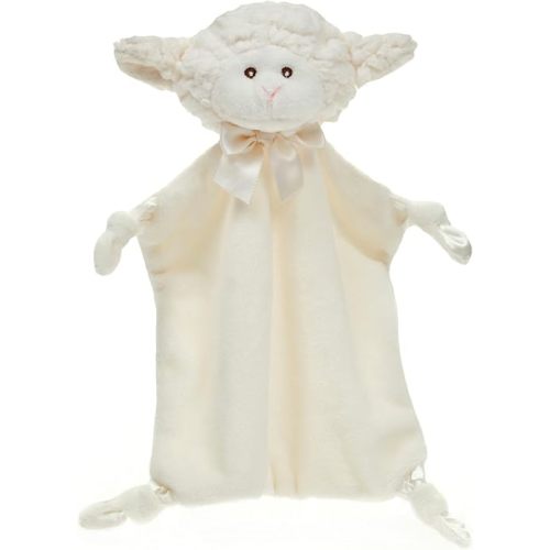 Bearington Baby Wee Lamby, 8 x 7 Inch Small Lamb Stuffed Animal, Security Blanket Baby Lovey, Baptism Gift