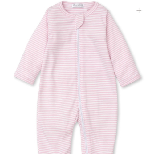 Classic Rib Pink Stripe Zip Footie