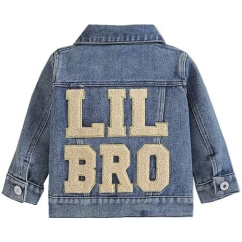 Toddler Baby Boys Girls Denim Jacket Lil Sis/Bro Basic Button Down Denim Jackets Coat Outwear
