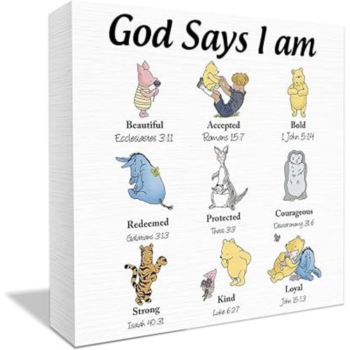 Winnie the Pooh Gifts Christian Gifts Inspirational Gifts, Inspirational Gifts for Women Inspirational Christian Gift Christian Wooden Box Sign Christian Gift for Women Christian Home Decorative Sign