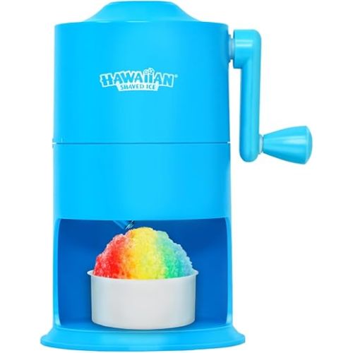 Hawaiian Shaved Ice Mini Snow Cone Machine - Portable Countertop Ice Shaver with No Slip Base - No Electricity Needed - Ice Cup Included - Lightweight - Stainless Steel Blade