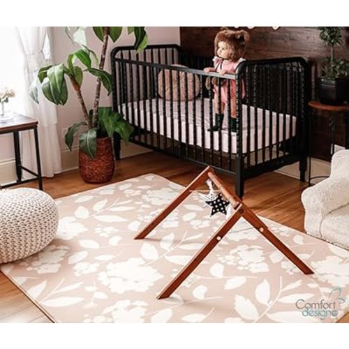 Premium Stylish Foam Floor Mat | Cushy-Soft & Thick | Waterproof, Easy-to-Clean, Hypoallergenic, Non-toxic, Pet-friendly, Portable | Baby Play Mat, Yoga, Exercise Mat - Large Blush Pink Garden Blossom