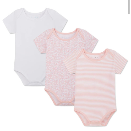 LAKE | Baby | Pima Cotton Pajamas | Rose Multi Baby Bodysuit Bundle