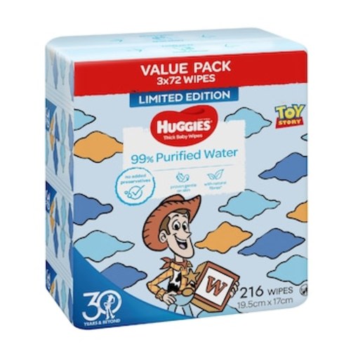 Huggies Thick Baby Wipes 99% Purified Water 216 Pack | Woolworths