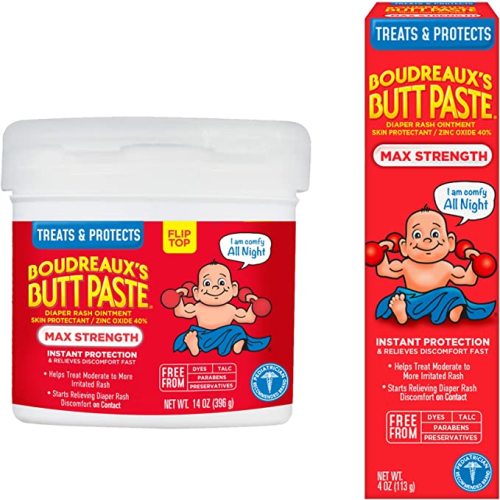 Boudreaux's Butt Paste Diaper Rash Ointment, Maximum Strength, 14 Oz w/Boudreaux's Butt Paste Diaper Rash Ointment | Maximum Strength | 4 Ounce (Pack of 1) Tube | Paraben - 4 Ounce & 14 Ounce