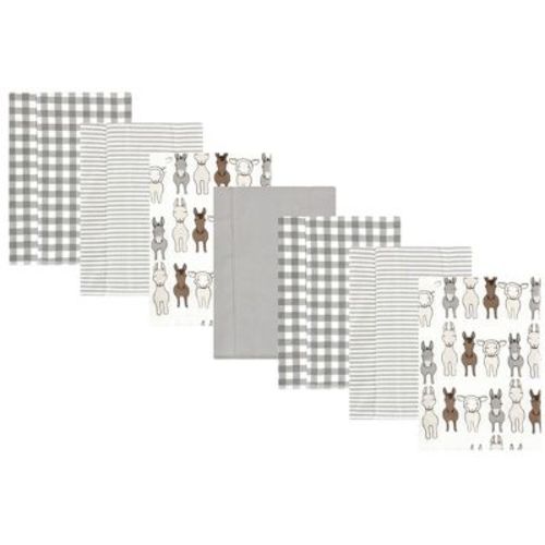 Hudson Baby Cotton Flannel Burp Cloths, Farm Friends Cream 7-Pack, One Size