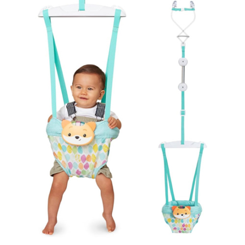 Infantino 2-in-1 Music & Lights Doorway Jumper - Engaging Activity Jumper with Motion-Activated Sounds for Babies, Fox