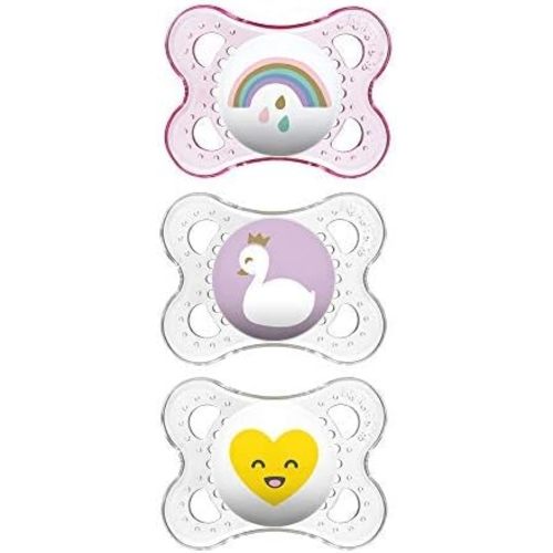 MAM Clear 0-6 Month Pacifiers Value Pack (3 Pack), 0-6 Months Baby Girl Pacifiers, Best Pacifier for Breastfed Babies