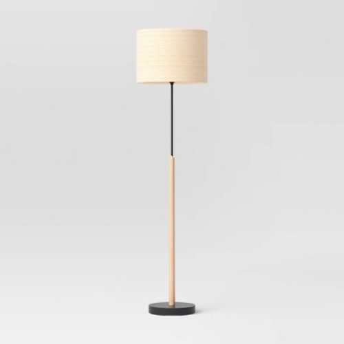 Stick Floor Lamp with Woven Paper Shade & Metal Accents - Threshold™