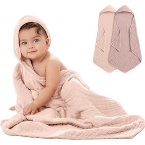 Hooded Baby Towels - 6 Layers, Pack of 2