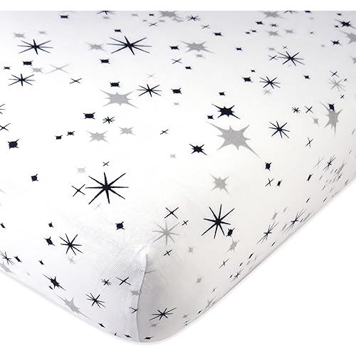 HonestBaby Fitted Crib Sheets Set Standard Mattress, 100% Organic Cotton Baby Boys, Girls, Neutral, 1 Pack - Jumbo Twinkle Star Navy, One Size