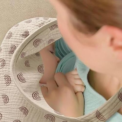 IDYLLICA Multifunctional Muslin Nursing Cotton Cover for Baby Breastfeeding with Adjustable Mom Privacy & Arch Neckline - Nursing Apron Cover - Stroller Cover Car Seat Cover