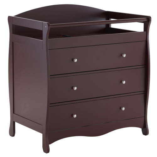 Ktaxon 3-Drawer Diaper Changing Table with Safety Rails, Brown
