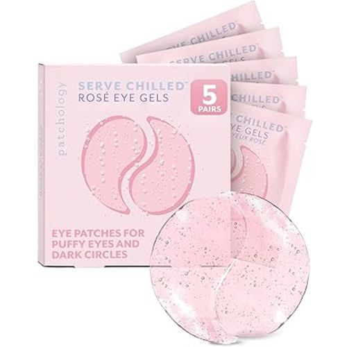 Patchology Serve Chilled Rosé Under Eye Patches for Puffy Eyes, Dark Circles & Wrinkles, Undereye Gel Patches w/Hyaluronic Acid & Antioxidants, Christmas Gifts & Stocking Stuffers for Teens (5 Pairs)