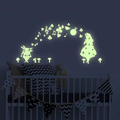 Fairy Girl Glow in Dark Wall Stickers, BENBO Stars PVC Vinyl Luminous Wall Decals DIY Wall Stickers for Home Decor Mural Decor Girls Kids Nursery Room Decoration