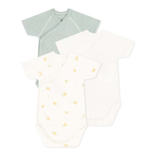 Petit Bateau - Set of 3 Short Sleeve Onesies