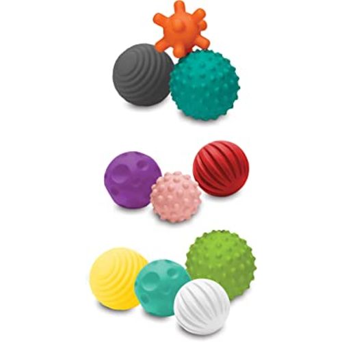 Infantino Textured Multi Ball Set - Toy for Sensory Exploration and Engagement for Ages 6 Months and up, 10 Piece Set, Small