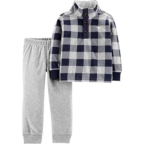 Carter's Baby Boys' 2 Pc Sets 121g898 (Heather Plaid Fleece Pullover, 12 Months)