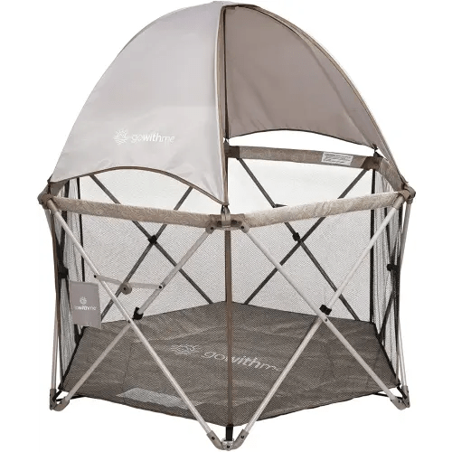 Baby Delight Go with Me Eclipse Deluxe Portable Playard | Playpen | Sun Canopy | Indoor and Outdoor | Ultra Padded Nylon Floor | Sandstone