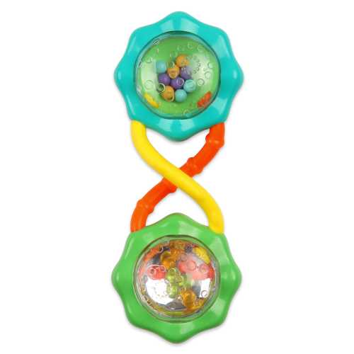 Bright Starts Rattle & Shake BPA-Free Baby Barbell Toy, Green, For Ages Newborn +