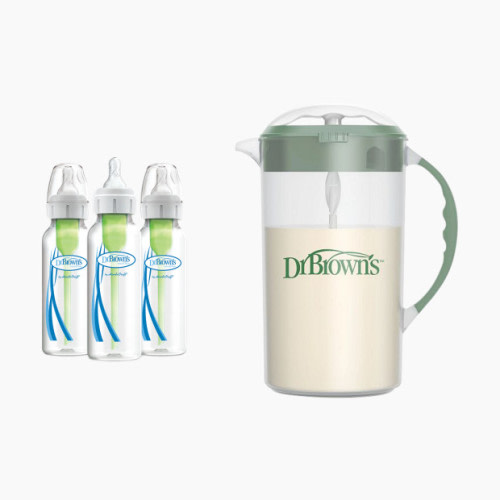Dr. Brown's Formula Mixing Pitcher - Olive, Formula Mixing Pitcher And Anti-Colic Options+ Baby Bottles, 32 Oz