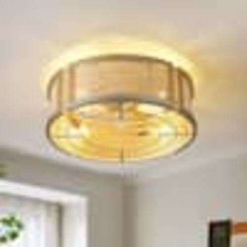 KAISITE 20 in. Indoor Rattan Woven Fandelier Boho Gold Caged Ceiling Fan with Light and Remote Control 6-Speed Reversible Motor 8122CF-04GD-US