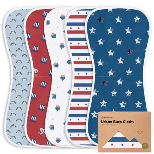 Organic Burp Cloths for Baby Boys and Girls - 5-Pack Super Absorbent Burping Cloth, Burp Clothes, Soft & Plush, Newborn Milk Spit Up Rags, Burpy Cloth Bib for Unisex, Burping Rags (U.S.A)