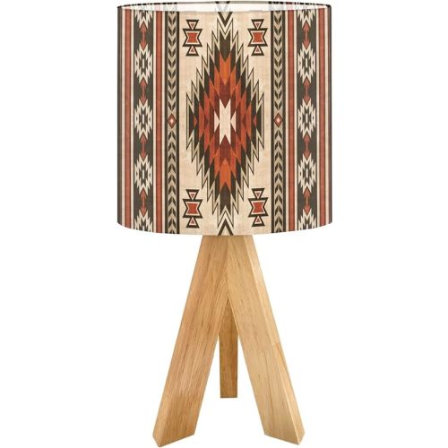 Cute Kids Bedside Desk Table Lamp Native american Southwest design Aztec pattern Navajo design indian Children Nightstand Lamp, Tripod Small Night Lights Linen for Nursery Room Bedroom Dorm Decor